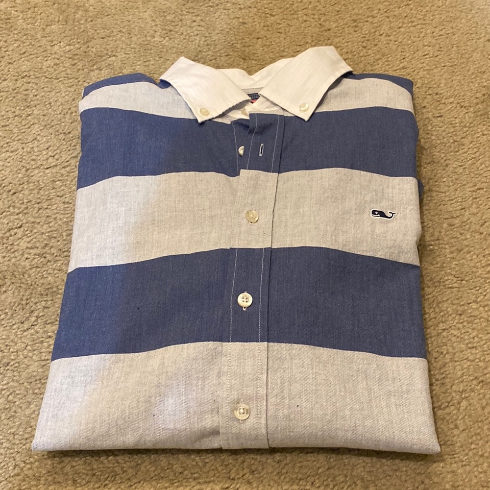 Vineyard Vines long sleeve slim fit whale shirt. Rugby striped. Size L. NWOT